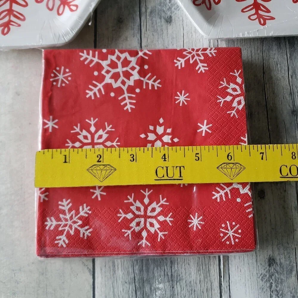 NWT - Red Snowflake Paper Plates and Napkins 20 count ea.